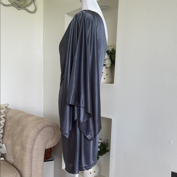 Hailey Logan by Adrianna Papell Elegant One-Shoulder Gray Dress - Picture 4 of 8